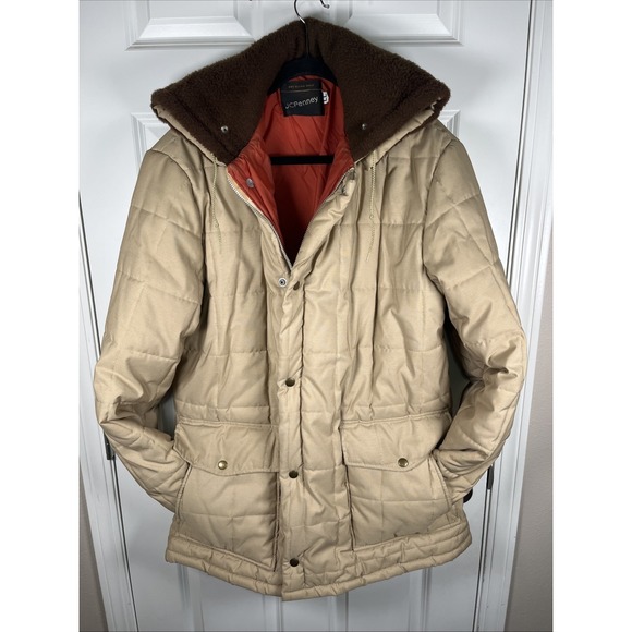 J. C. Penney Other - Vintage JCPenny Parka Coat Khaki Color Puffer Design 70s Era Hood Men's LL